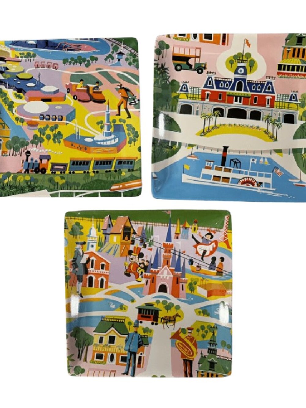 Disney World Preview Center Map Plates by Kevin Kidney & Jody Daily set x 3